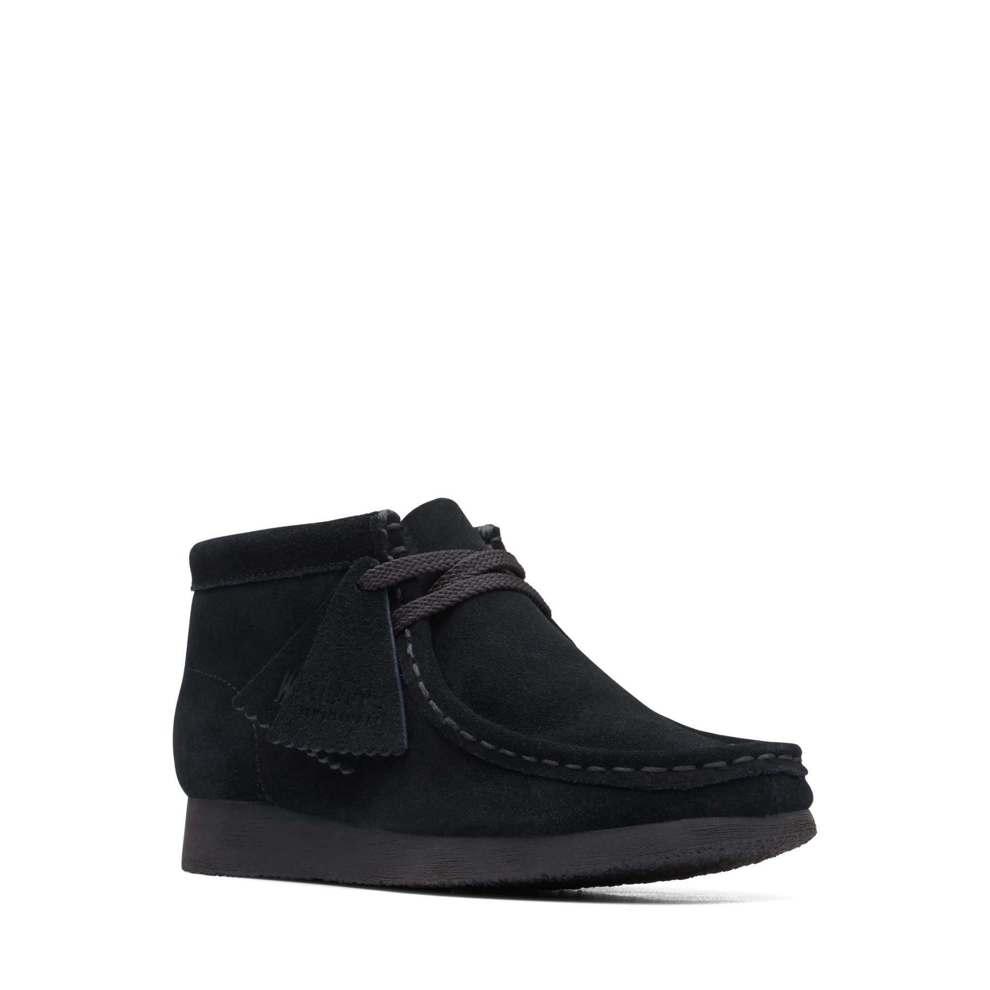 Clarks Original Wallabee Boots for Big Kids - Black Suede, US Size Medium (1) - Comfortable School Shoes & Casual Everyday Wear