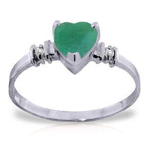 1.03 Carat 14K Solid White Gold Emerald and Diamond Ring for Women - Elegant Engagement, Wedding, Anniversary Gift for Her