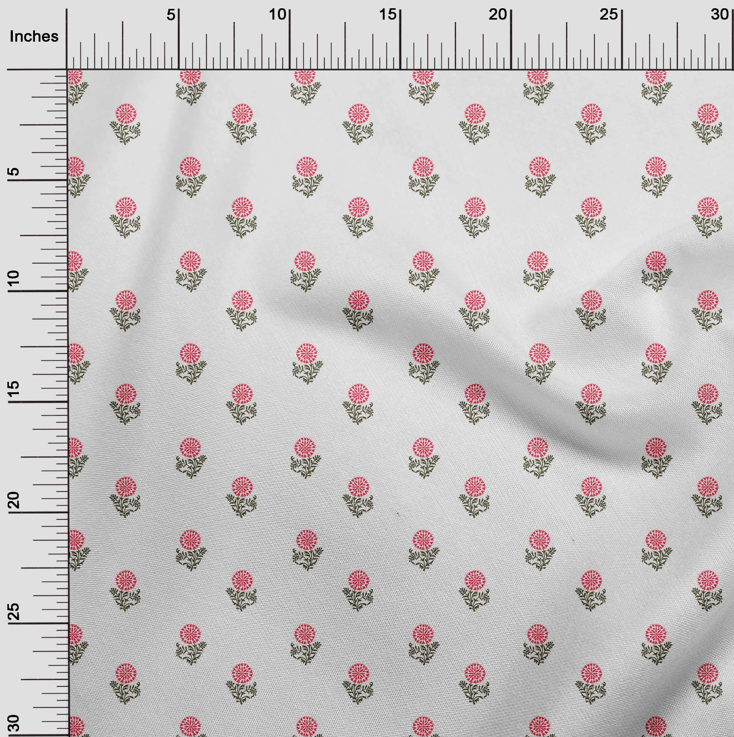 oneOone Cotton Flex Pink Asian Floral Print Fabric by The Yard - 40 Inch Wide Soft Dress Material for DIY Clothing, Home Decor & Craft Projects