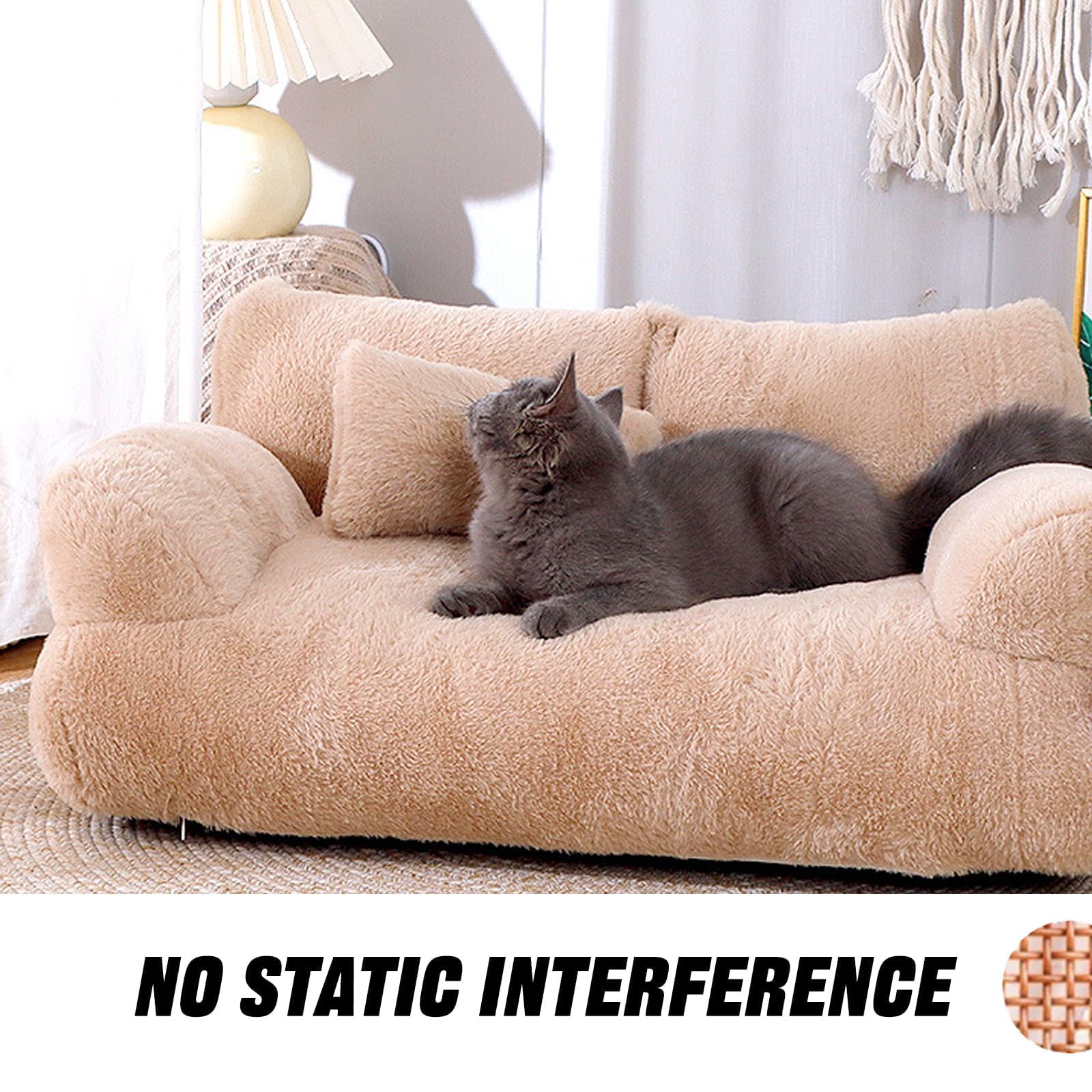 Premium Fluffy Plush Calming Pet Sofa Bed for Dogs & Cats - Grey Medium Size with Memory Foam - Cozy Orthopedic Dog Bed for Anxiety Relief & Joint Support - Perfect for Living Room, Bedroom or Pet Nursery