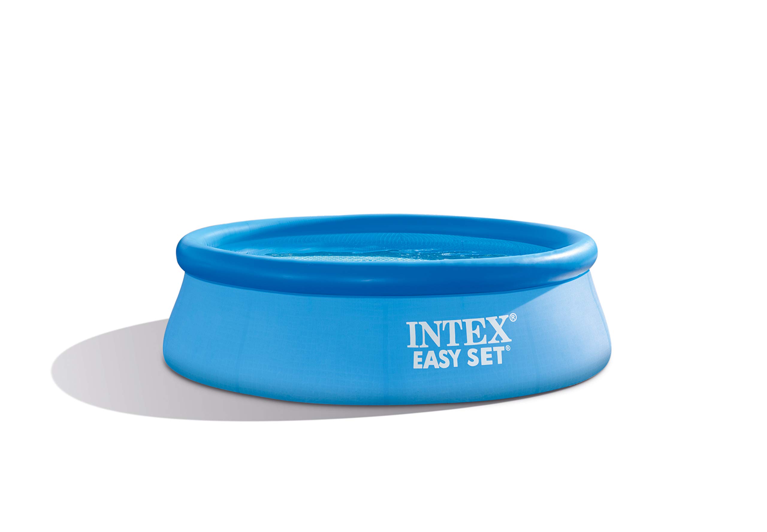 Intex 8ft Above Ground Swimming Pool Cover (2-Pack) & 8ft Inflatable Top Round Pool - Heavy Duty Protection for Summer Backyard Fun
