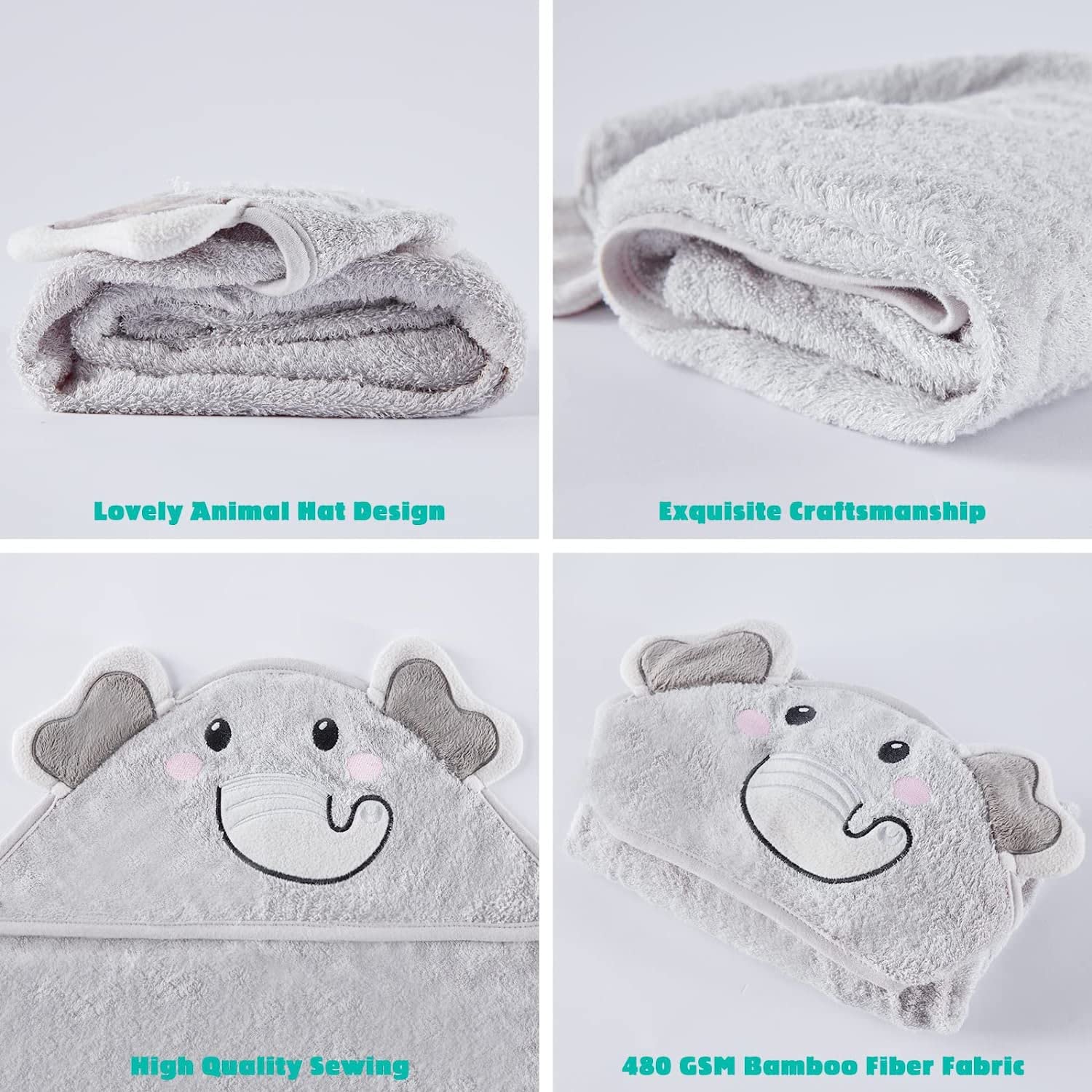 Touchat Hooded Baby Towels - Ultra Soft & Hypoallergenic Bath Towel with Hood for Newborns, Infants & Toddlers | Large 35.1