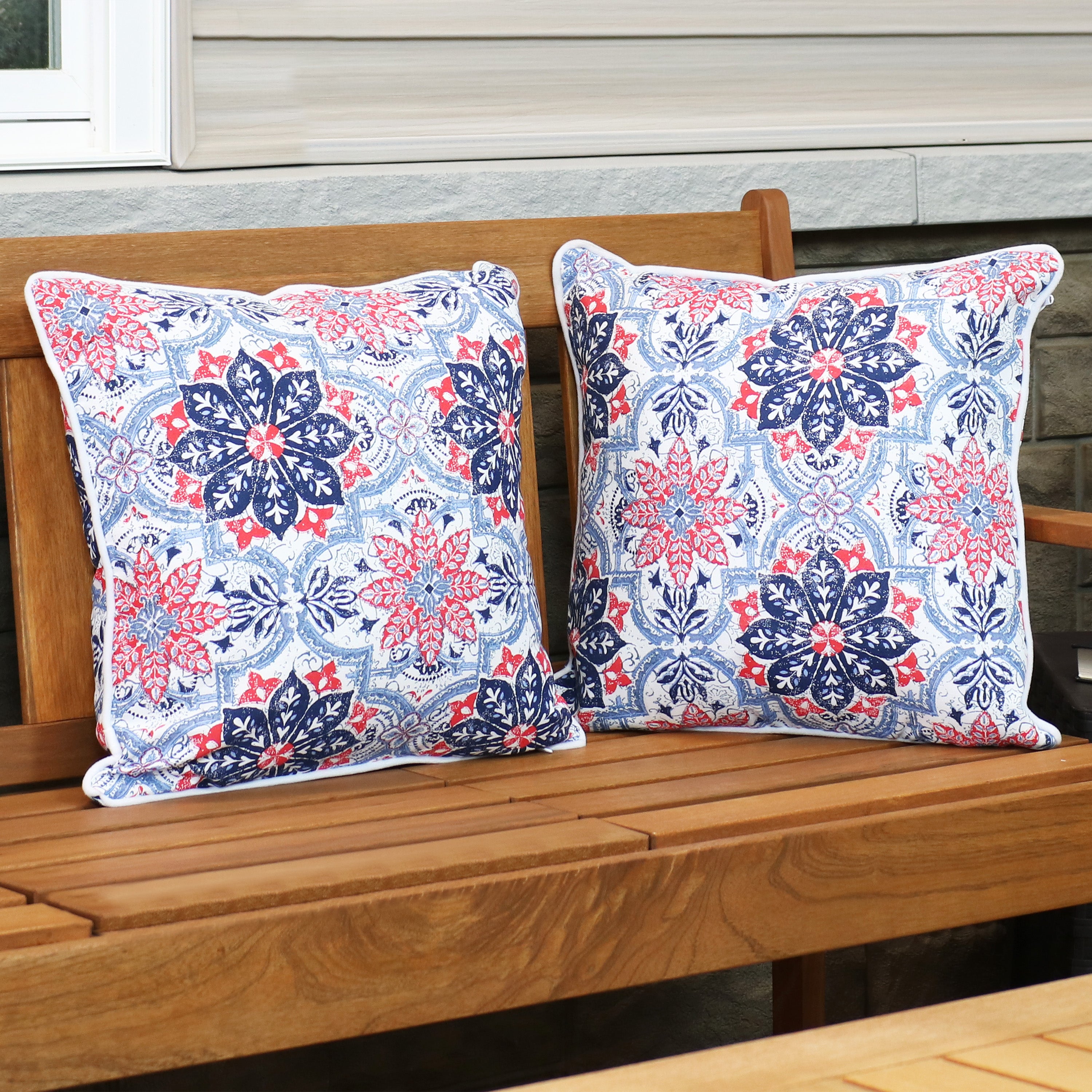 Stylish Sunnydaze Polyester Outdoor Decorative Throw Pillows Set of 2 - Waterproof & UV Resistant for Patio, Garden, Poolside & Porch Decor