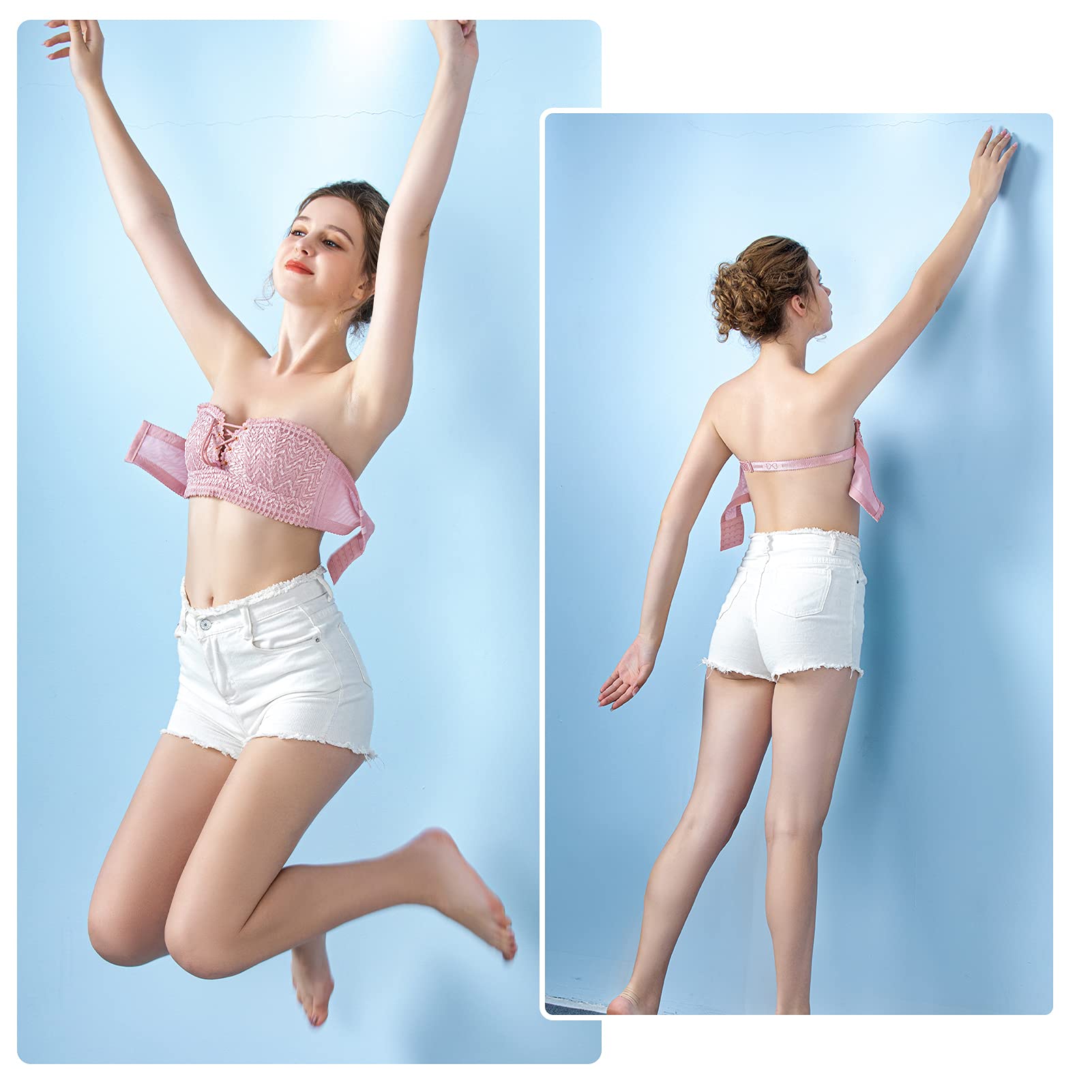 Strapless Invisible Bra for Women - Non-Slip Push Up Lace Multiway Bra with Drawstrings | Perfect for Backless Dresses, Wedding Gowns & Special Occasions