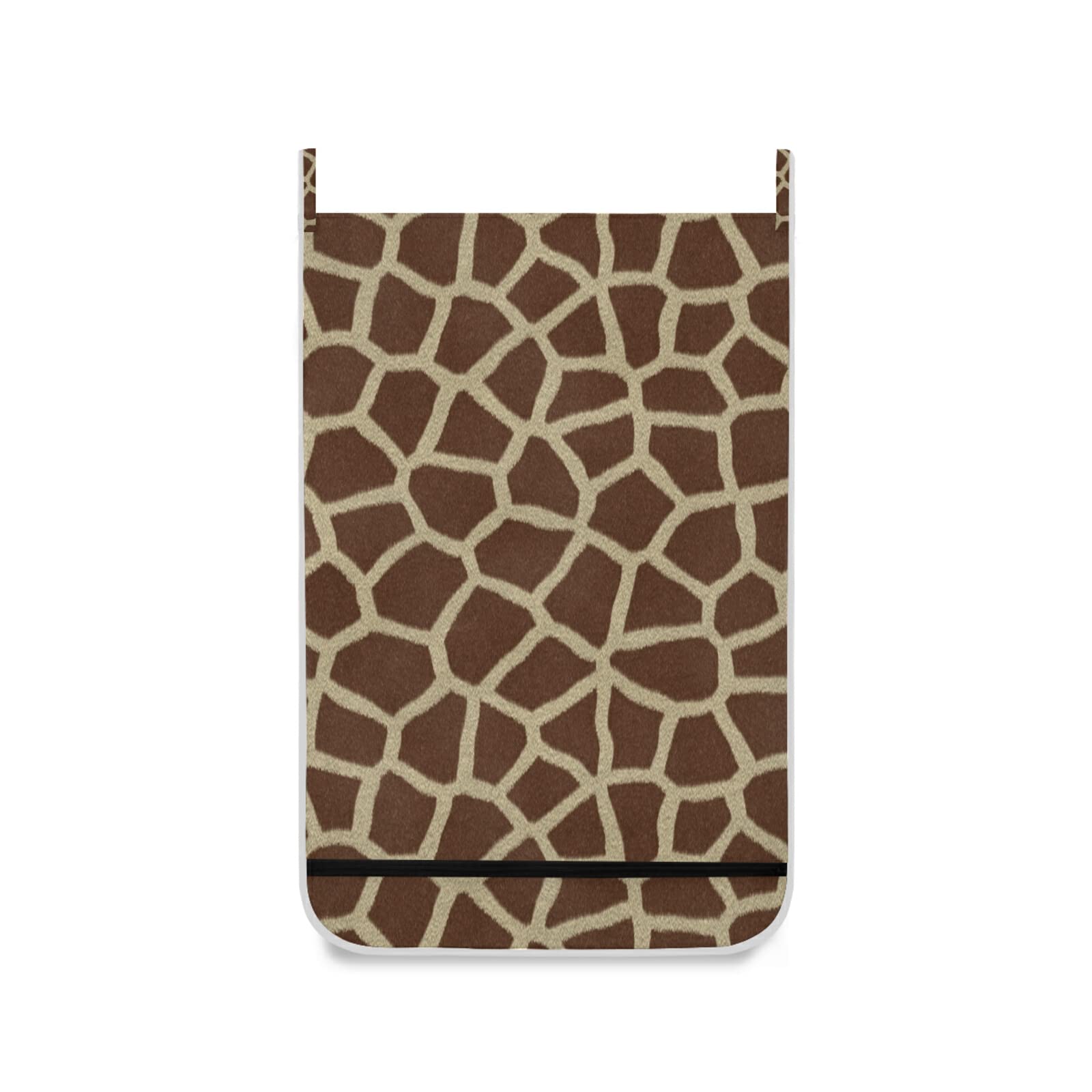 Poeticcity Giraffe Print Laundry Hamper - Animal Texture Seamless Brown Geometric Pattern Hanging Clothes Basket with Hooks for Over The Door Storage | Perfect for Bathroom, Bedroom & Closet Organization