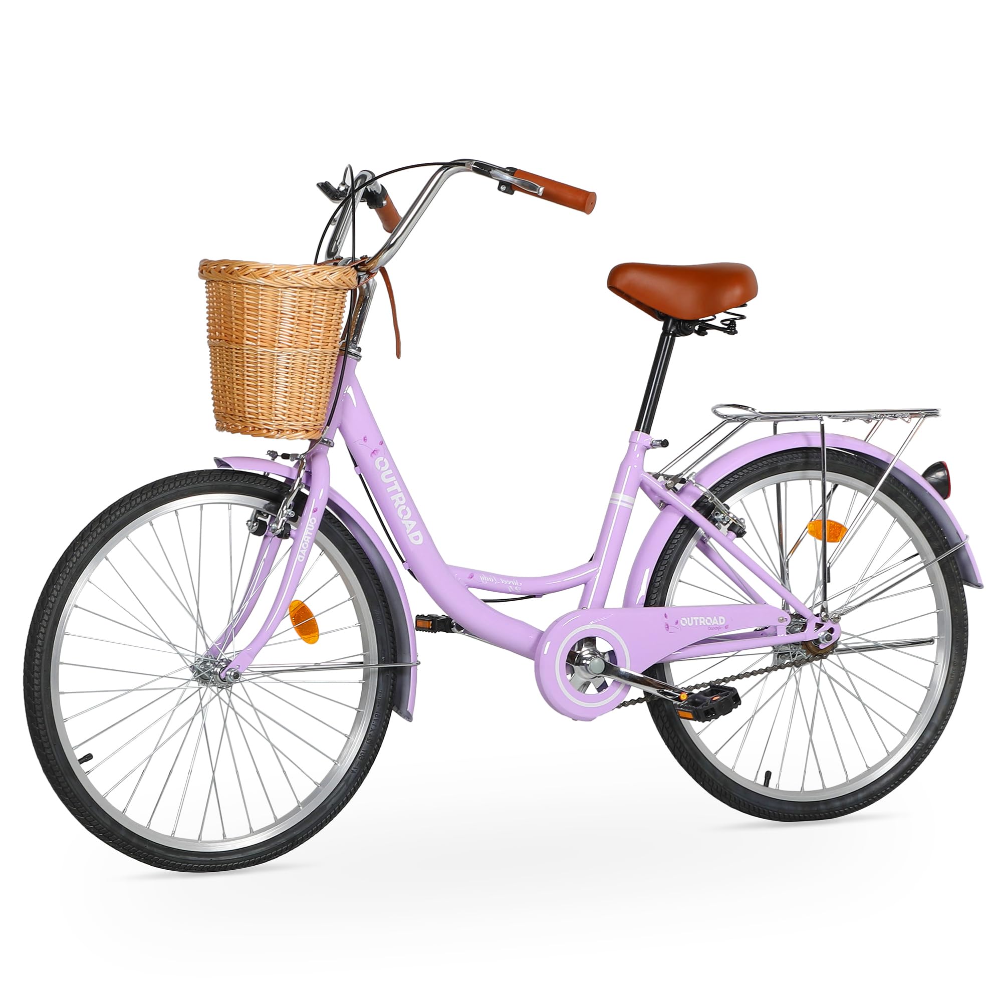 Betterland Women's Beach Cruiser Bike - 24/26 Inch Single Speed Commuter Bicycle with Front Basket, Dual V-Brakes & Adjustable Seat - Perfect for City Riding, Beach Cruising & Casual Commutes