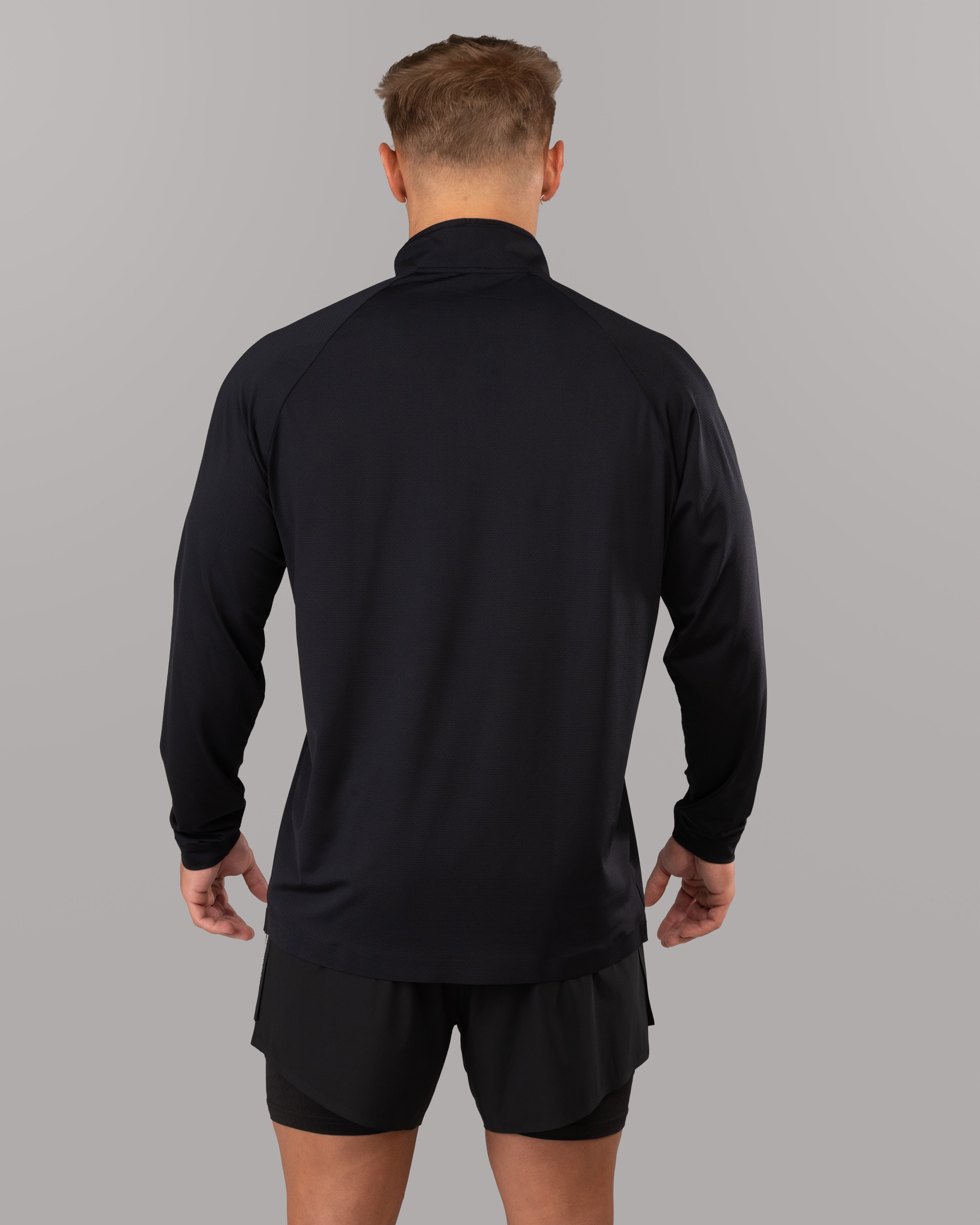 Men's Racer Quarter Zip Pullover Sweatshirt - Black | Lightweight & Breathable for Running, Golf & Outdoor Activities