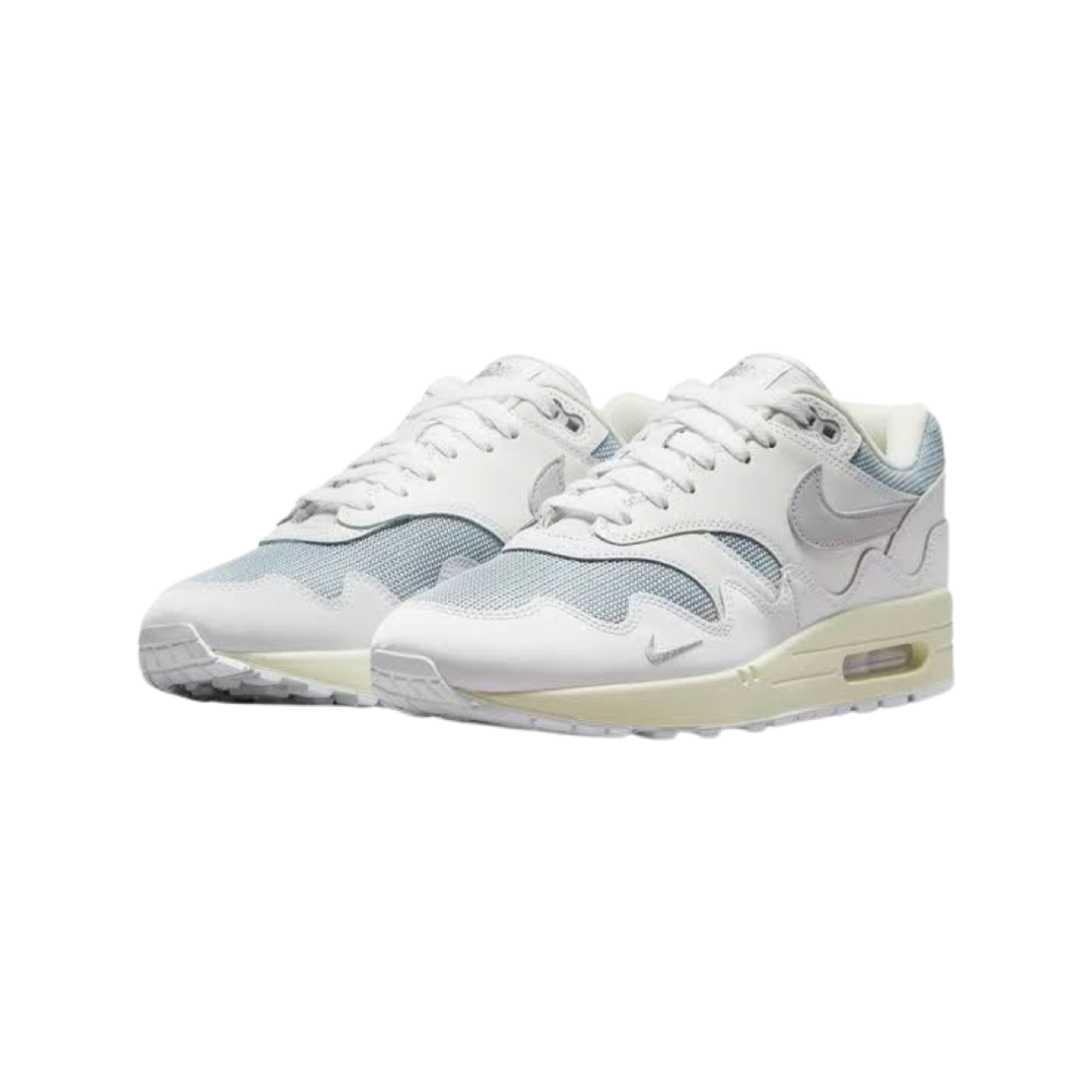 Nike Air Max 1 Patta Wave White Pure Platinum Men's Running Shoes - Comfortable Athletic Sneakers for Jogging, Gym & Casual Wear