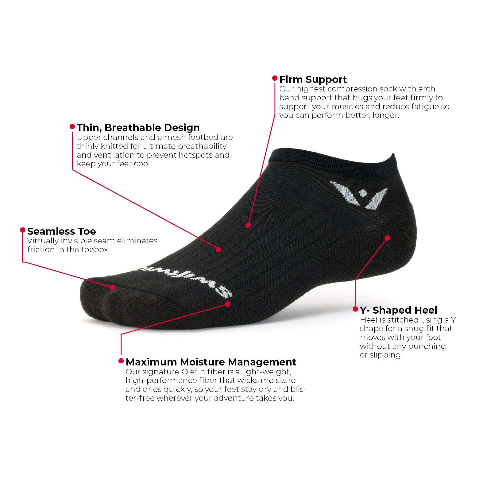 Swiftwick ASPIRE ZERO Running & Cycling Socks (3 Pairs) - Compression Fit Performance Socks for Men & Women - Perfect for Marathon Training, Road Cycling & Outdoor Sports