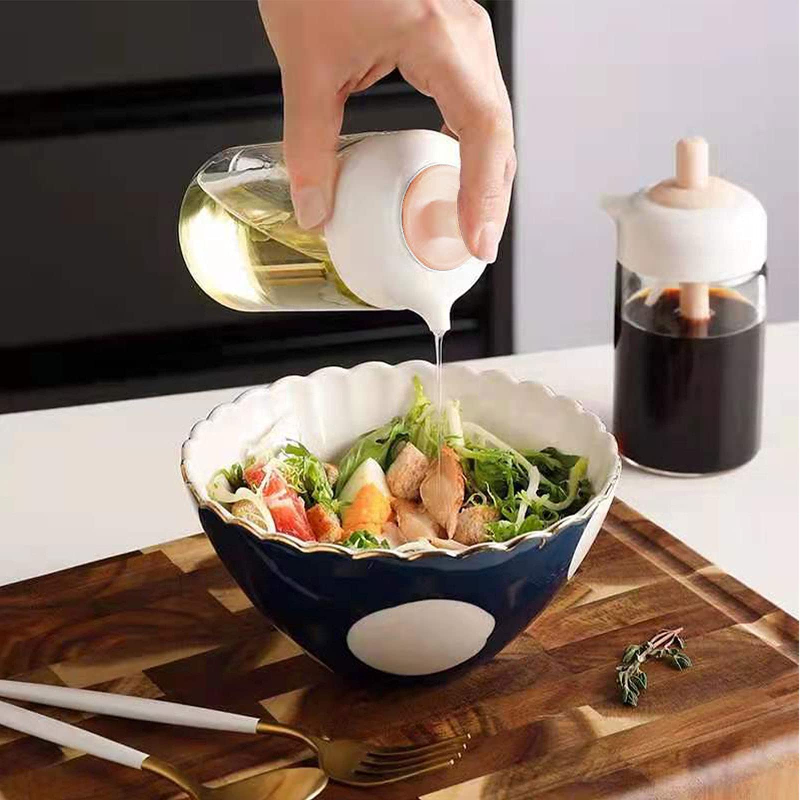 Premium Olive Oil Dispenser Bottle with Silicone Brush - 230ml Wide Mouth Oil Container for Cooking, Baking, BBQ & Marinating - Perfect for Kitchen, Restaurant & Outdoor Grilling
