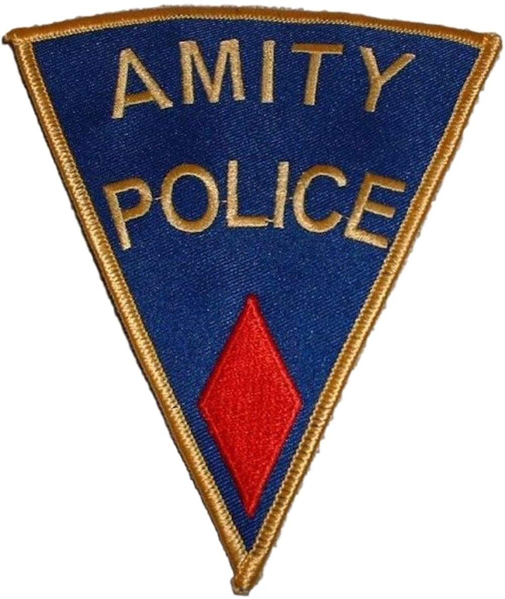 Jaws Red Amity Shoulder Embroidered Patch - 5 Inches Tall - Perfect for Denim Jackets, Backpacks & DIY Crafts