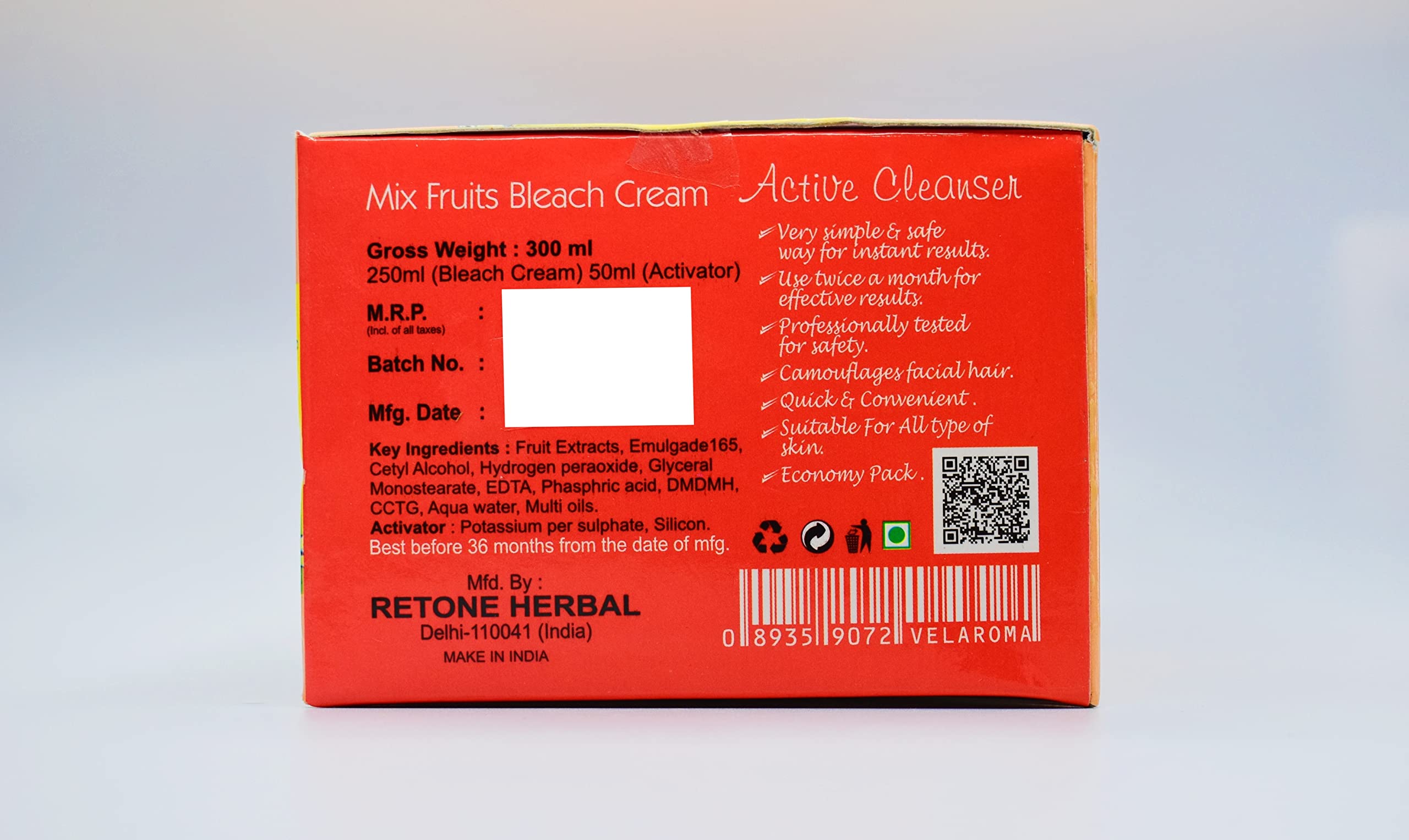 Vel Aroma Mix Fruit Facial Bleach Cream 300ml - Skin Brightening & Whitening Treatment for Glowing Complexion | Perfect for Bridal Prep, Special Occasions & Daily Skincare Routine