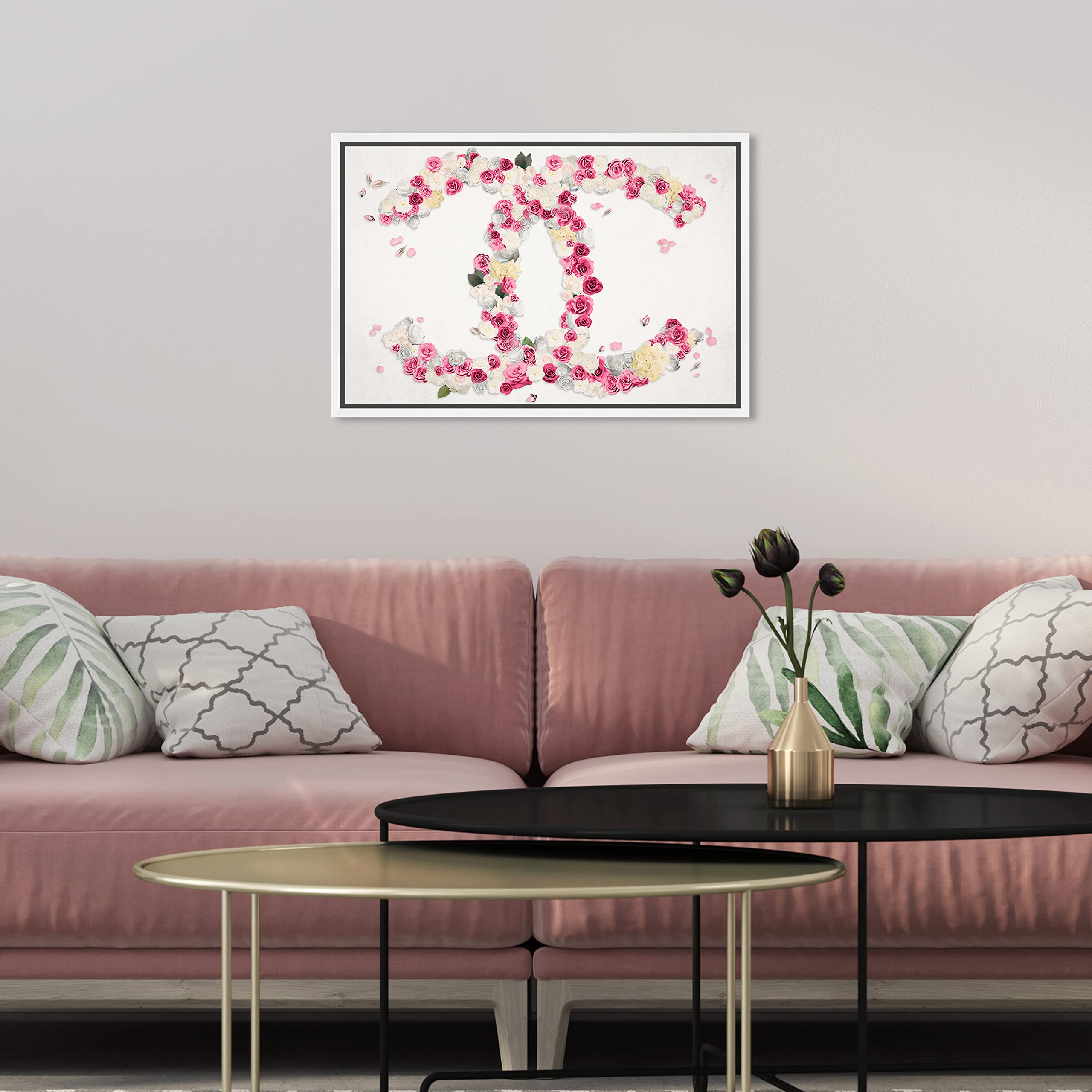 Dreaming of Classic Beauty Floral & Botanical Framed Wall Art Canvas Print - Pink & White 15x10 Inches - Elegant Home Decor for Living Room, Bedroom & Office