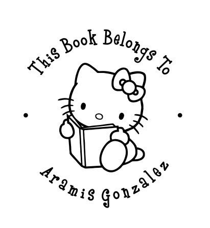 Custom Hello Kitty Self-Inking Teacher Stamp with Name - Round Library Stamp for Classroom, Homework & Book Labeling