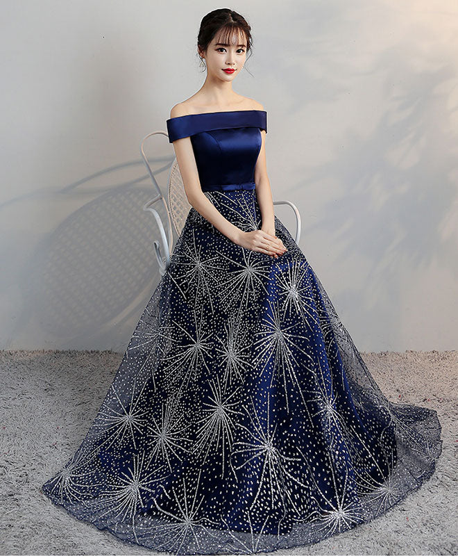 Elegant Royal Blue Off-Shoulder Long Prom Dress for Women - Formal Evening Gown for Homecoming, Ball, Party & Special Occasions