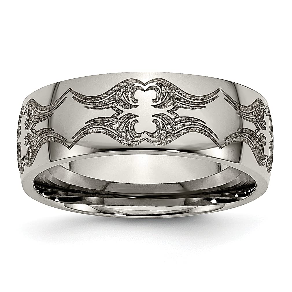 ICE CARATS 8mm Titanium Laser-Engraved Wedding Band Ring for Women - Elegant Fashion Jewelry, Perfect Gift for Her - Ideal for Anniversaries, Engagements & Special Occasions