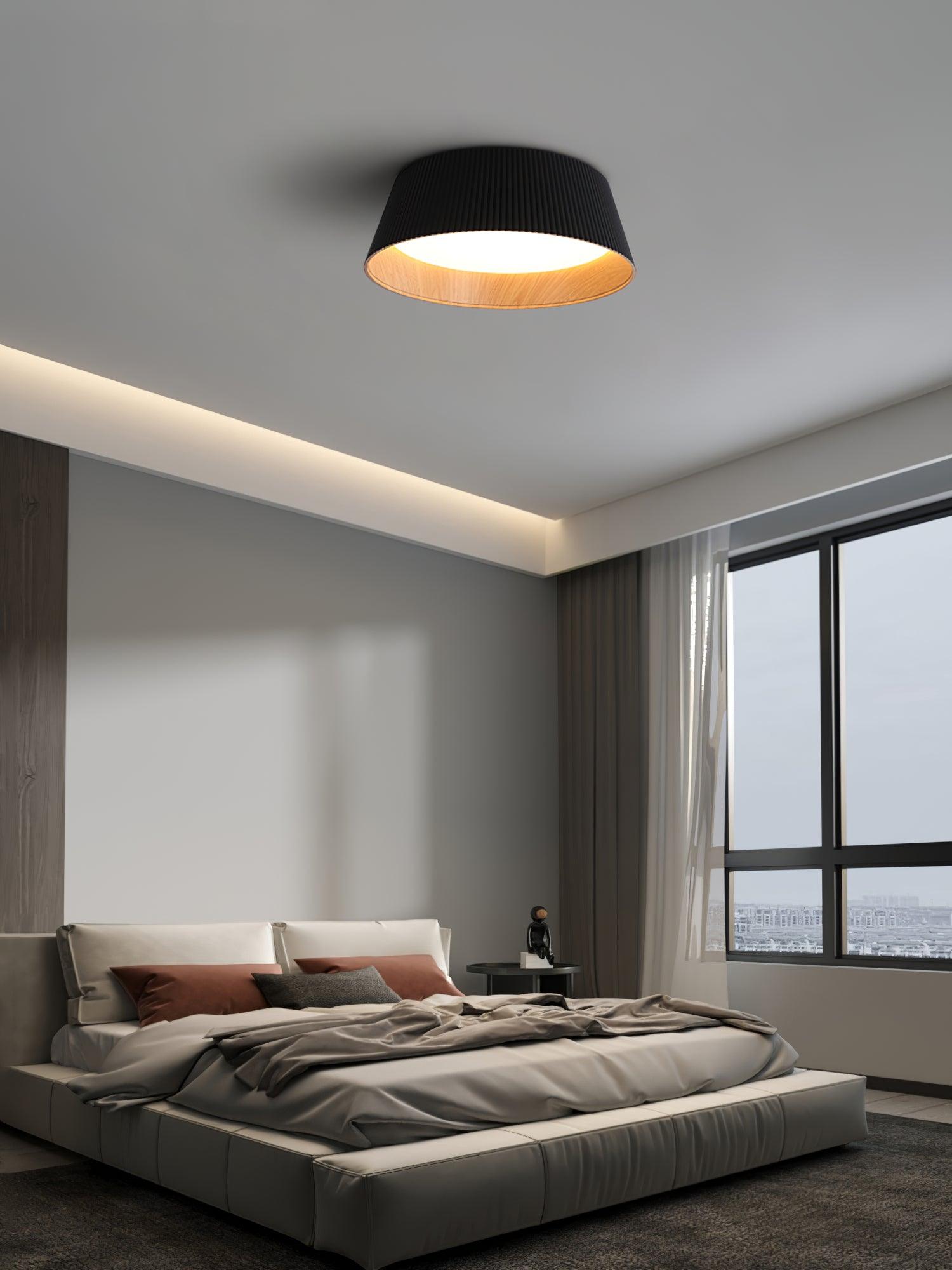 Modern Ribbed Ceiling Light Fixture - Sleek LED Flush Mount Lighting for Bedroom, Kitchen, Hallway & Living Room - Energy Efficient Dimmable Ambient Light