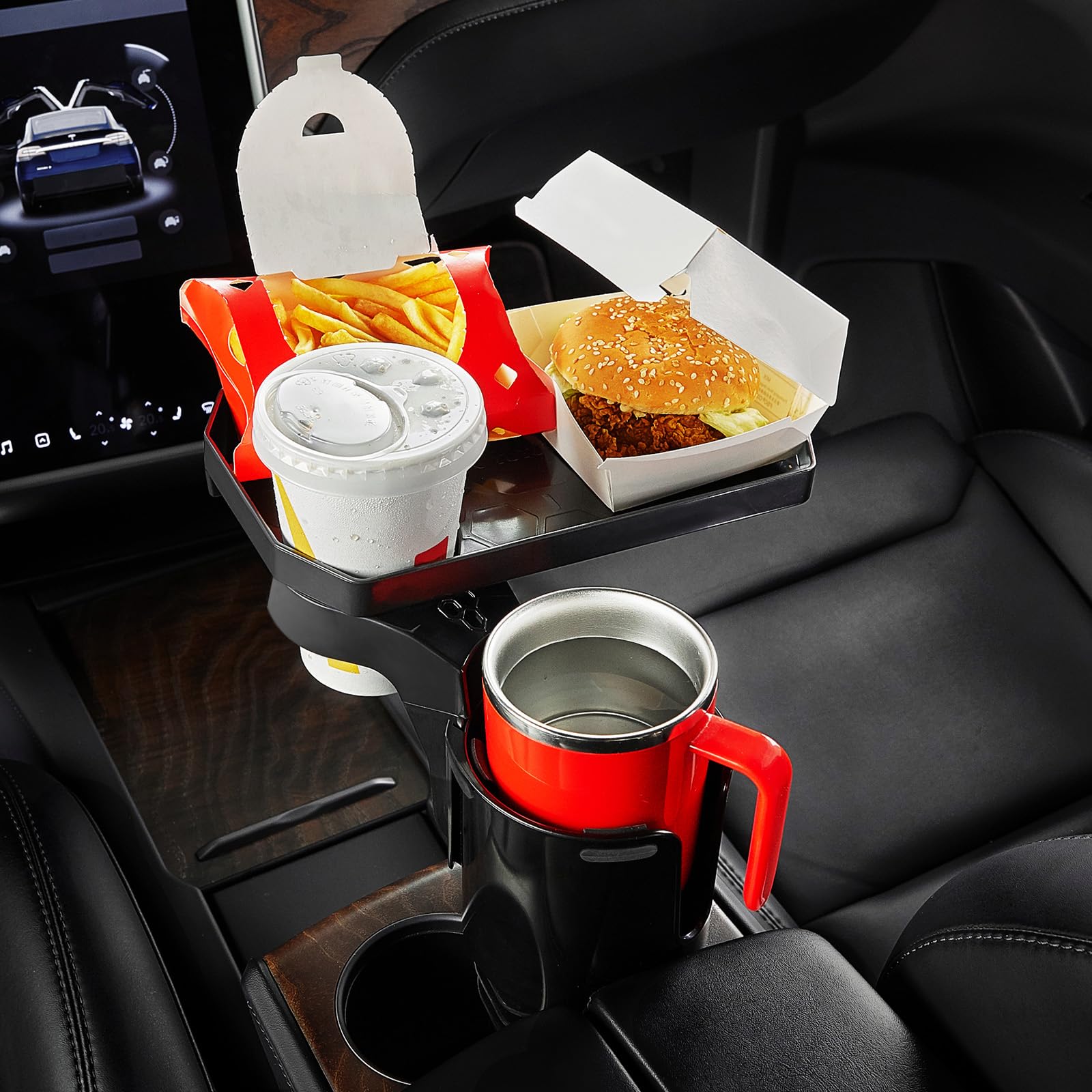 JoyTutus Car Cup Holder Expander - 360° Rotating Adjustable Cup Holder Tray for 18-40 oz Travel Mugs & Tumblers (Fits 2.75-3.25