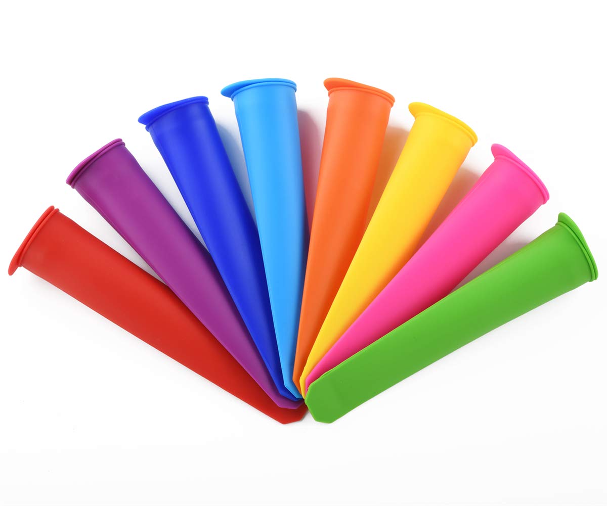 8-Piece Silicone Ice Pop Molds Set - BPA-Free Popsicle Maker with 8 Vibrant Colors for Homemade Frozen Treats - Perfect for Summer Snacks, Kids Parties & Healthy Desserts