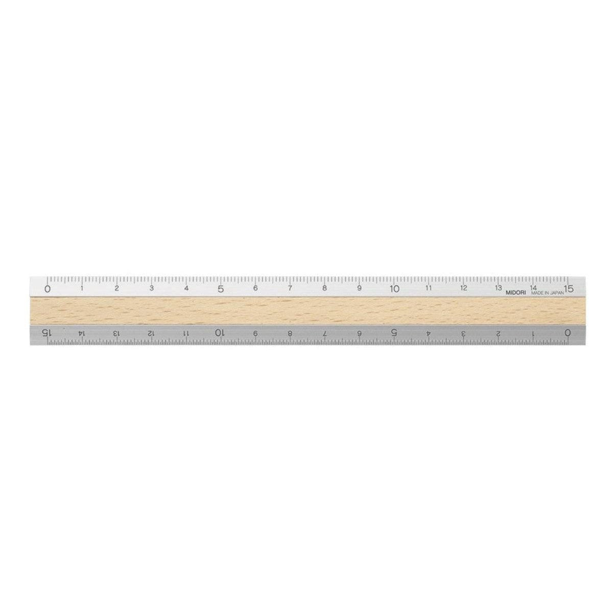 Premium Midori Metal & Wood Metric Ruler 15cm (6 Inch) - 42257006 - Perfect for Office, School, Engineering & Craft Projects
