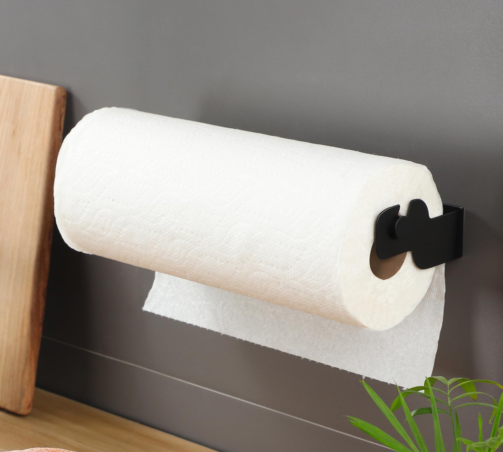 ZUNTO Black Stainless Steel Under Cabinet Paper Towel Holder - Adhesive & Wall Mount Kitchen Towel Roll Holder for Easy Access | Perfect for Small Spaces, RVs, and Apartments