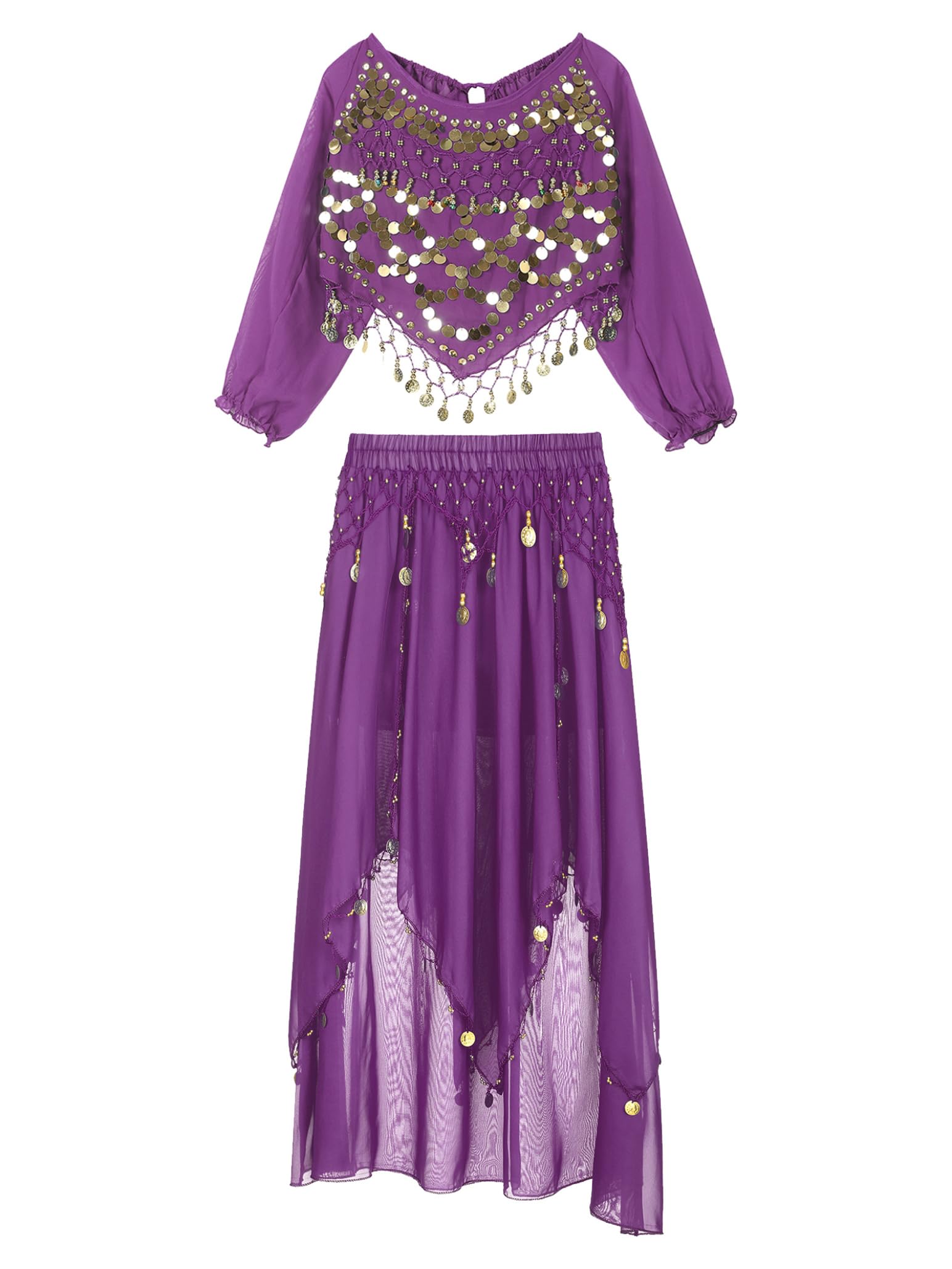YOOJOO Women's Belly Dance Costume - Elegant Indian Dance Outfit for Stage Performances, Halloween Parties, Carnival Events, and Cultural Festivals