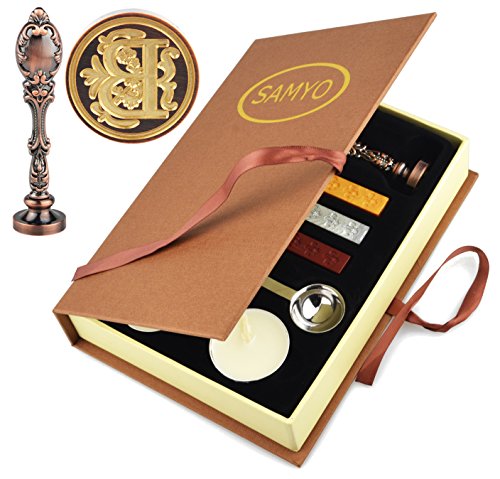 Samyo Vintage Copper Wax Seal Stamp - Personalized Initial Letter B for Wedding Invitations, DIY Crafts & Romantic Gifts - Antique Style Sealing Wax Stamp Kit
