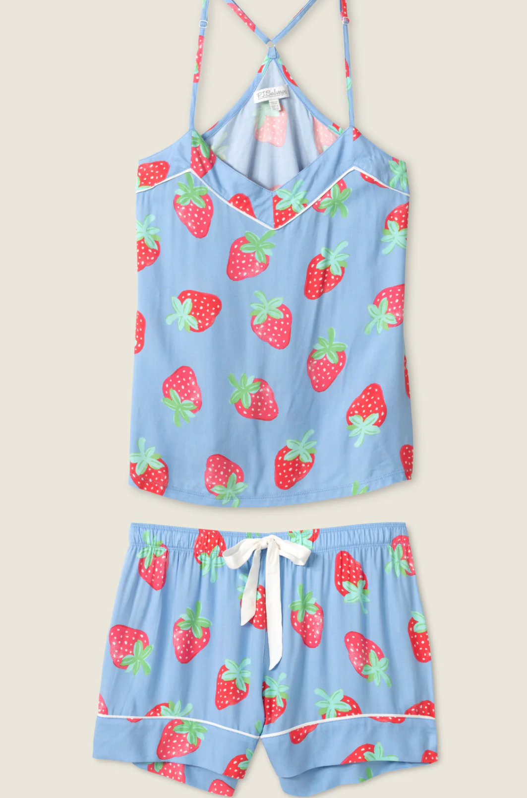 Pj Salvage Women's Farmer's Market Strawberry Print Pajama Set - Soft Cotton Sleepwear for Cozy Nights & Relaxing Weekends