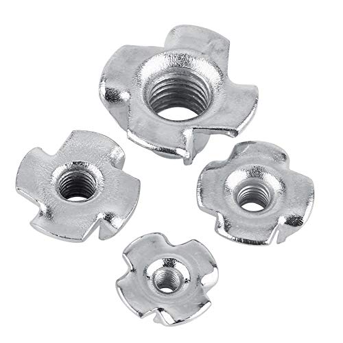 M8 Furniture T Nuts - Zinc Plated Carbon Steel 4-Prong Tee Nuts for Woodworking & Furniture Assembly (Pack of 30) - Perfect for DIY Projects, Cabinet Making, and Furniture Repair