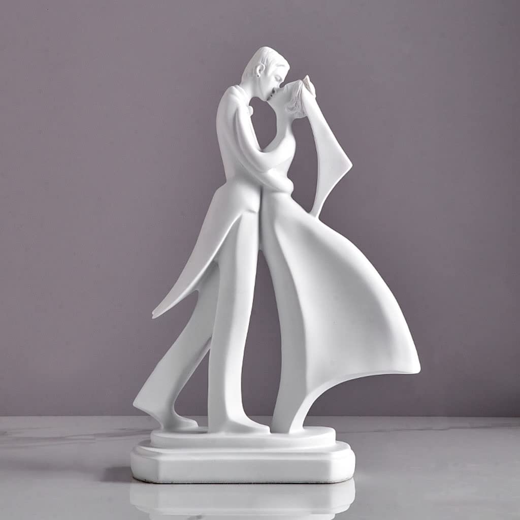 Nordic Art Dancing Couple Resin Figurine - Elegant Home Decor Statue for Living Room, Bedroom, Shelf Display | Perfect Housewarming Gift & Wedding Anniversary Present (Color A, One Size)