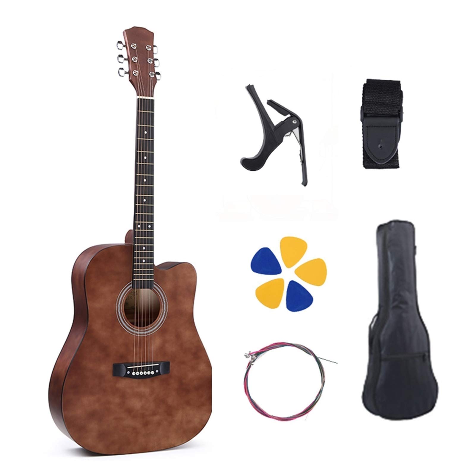YYFANG 41-Inch Full Size Steel String Classical Guitar Beginner Kit for Kids & Adults - Right Handed, Ideal for Christmas & New Year Gifts, Home Decor, Music Practice & Stage Performances (Color: #C)