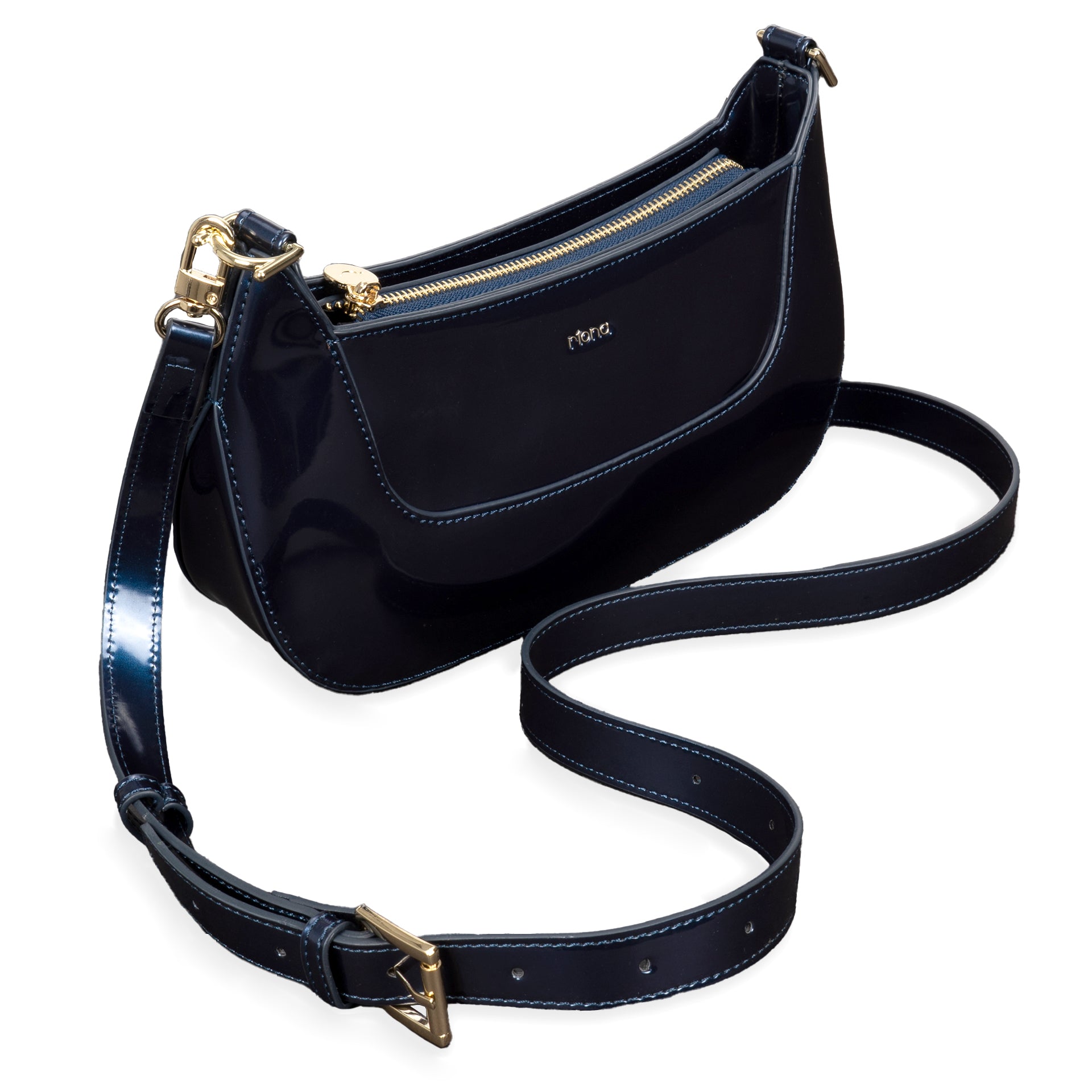 Riona Ella RFID Blocking Baguette Wallet for Women - Slim Black Leather Credit Card Holder - Perfect for Travel, Shopping & Everyday Use