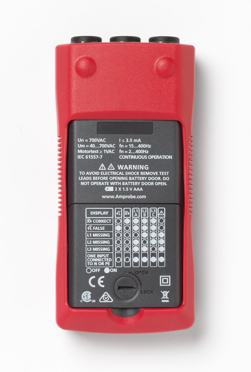 Amprobe PRM-6 Phase Rotation Tester - 3-Phase Motor Rotation Detector for HVAC, Industrial Equipment & Electrical Maintenance | Professional Electrician Tool