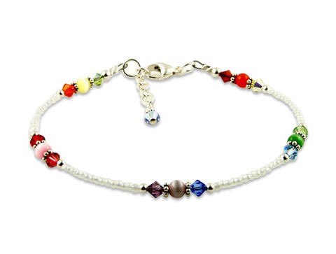 White Rainbow Cat's Eye Crystal Anklet - Elegant Adjustable Ankle Bracelet for Women, Boho Chic Jewelry for Summer Beach Party & Wedding Accessories