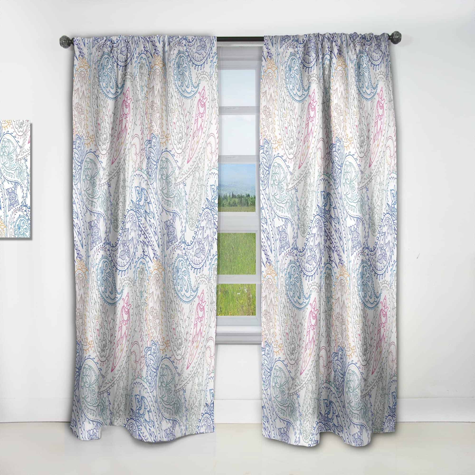 DesignQ Thermal Insulated Curtains - Indian Paisley Pattern Single Panel 52x90 - Elegant Window Treatments for Bedroom & Living Room | Perfect for Home Decor, Light Blocking & Energy Efficiency