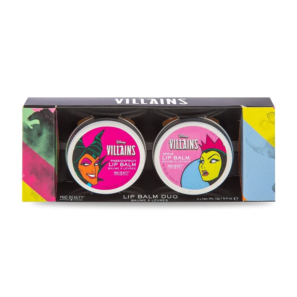 Mad Beauty Disney Pop Villains Lip Balm Duo - Maleficent & Cruella Set | Moisturizing & Nourishing Lip Care | Perfect for Cosplay, Halloween, and Disney Fans