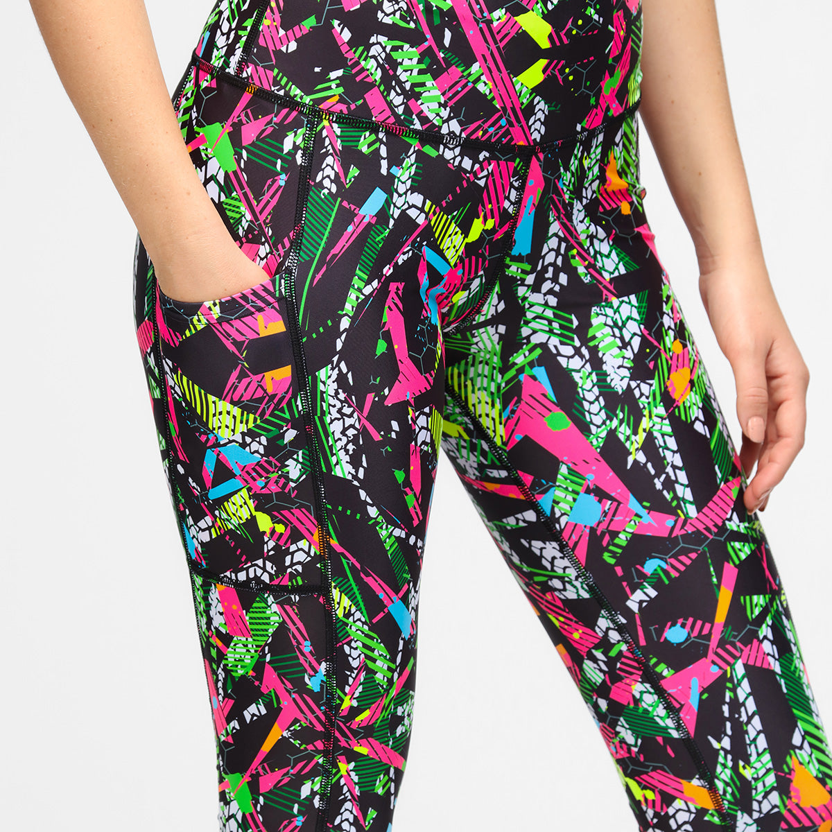Clubbercise Retro Raver Capri Leggings - 80s Inspired Workout Pants for Dance Fitness & Aerobics - Perfect for Zumba, Jazzercise & 90s Themed Parties