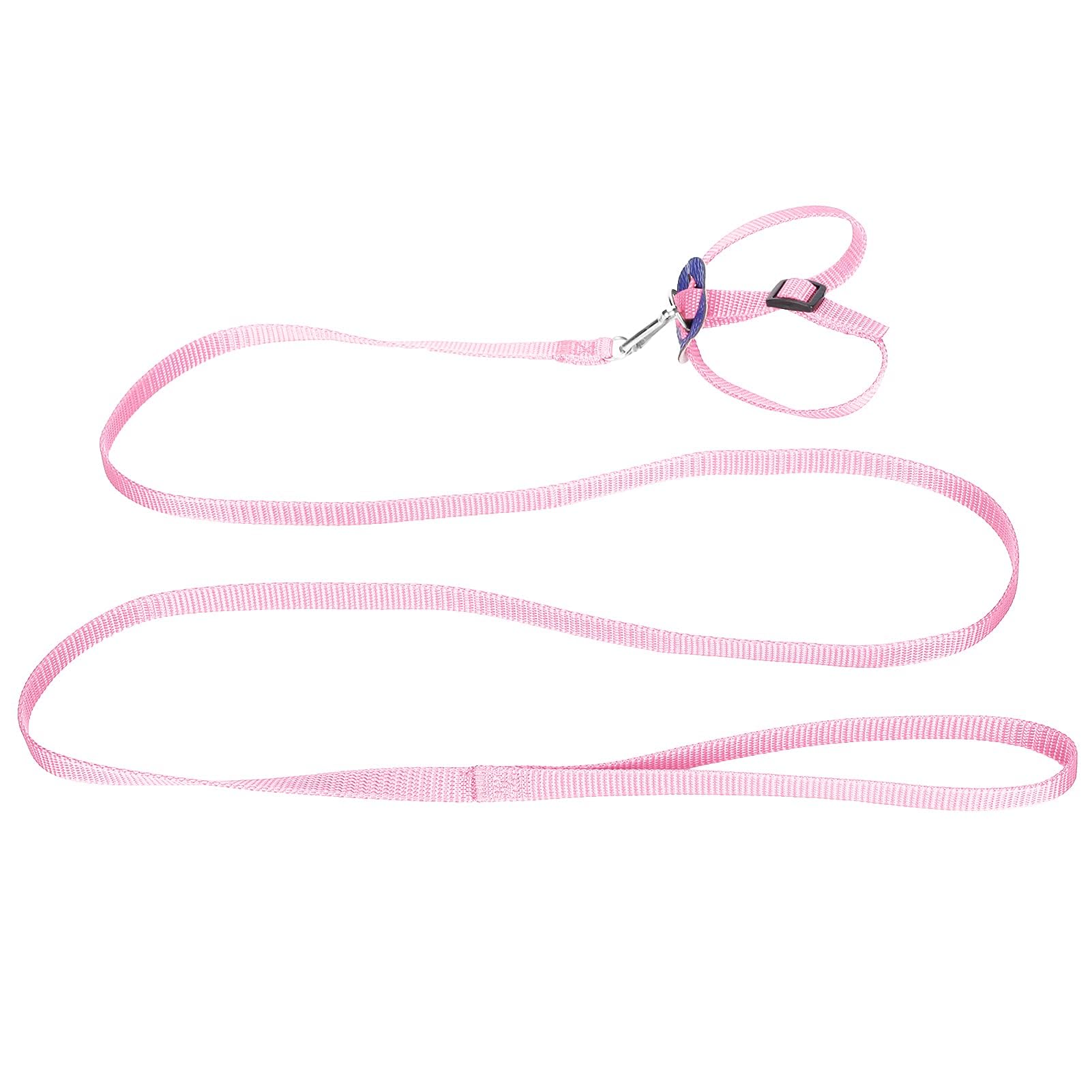 Adjustable Nylon Parrot Harness & Leash - 120cm Anti-Bite Training Rope for Outdoor Flying - Perfect for Alexandrine, Scarlet, Keck & Mini Macaw Birds (Pink) - Ideal for Safe Outdoor Adventures, Training Sessions & Park Visits