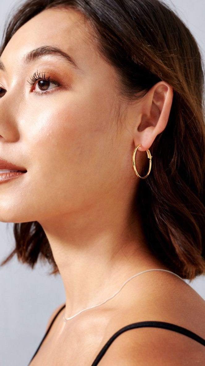 Leni Hoops 14K Gold Plated Earrings for Women - Hypoallergenic & Lightweight Hoop Earrings for Everyday Wear, Parties & Gifts