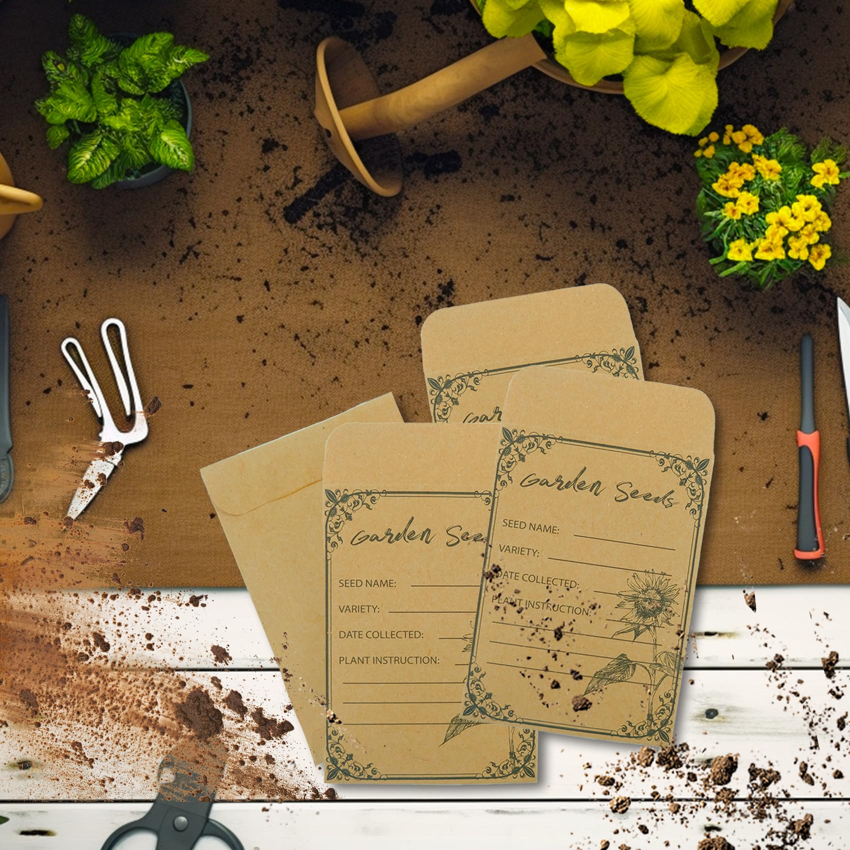100 Pack Self-Adhesive Seed Envelopes for Storage - 4.72 x 3.15 Inch Small Seed Packets for Vegetable, Plant & Garden Seed Collection | Perfect for Organizing, Saving & Sharing Seeds with DIY Gardeners