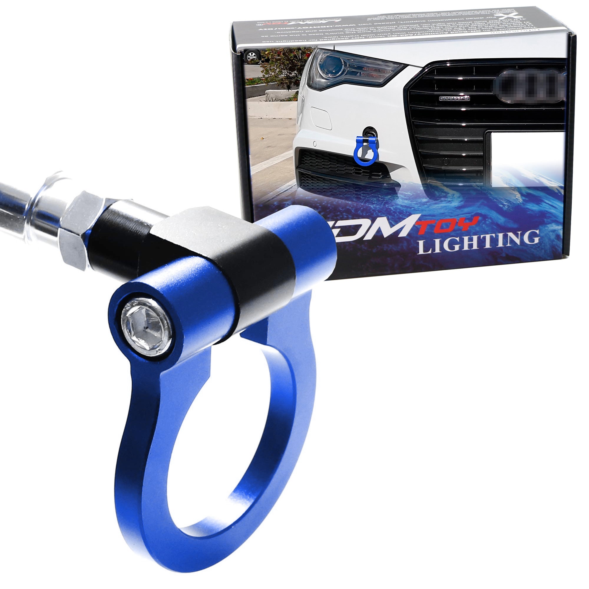 Euro Blue Racing Style Tow Hook Ring for Audi A6 S6 A7 S7 (2019+) & VW Jetta Arteon - High Performance Car Accessory for Track Days & Street Style