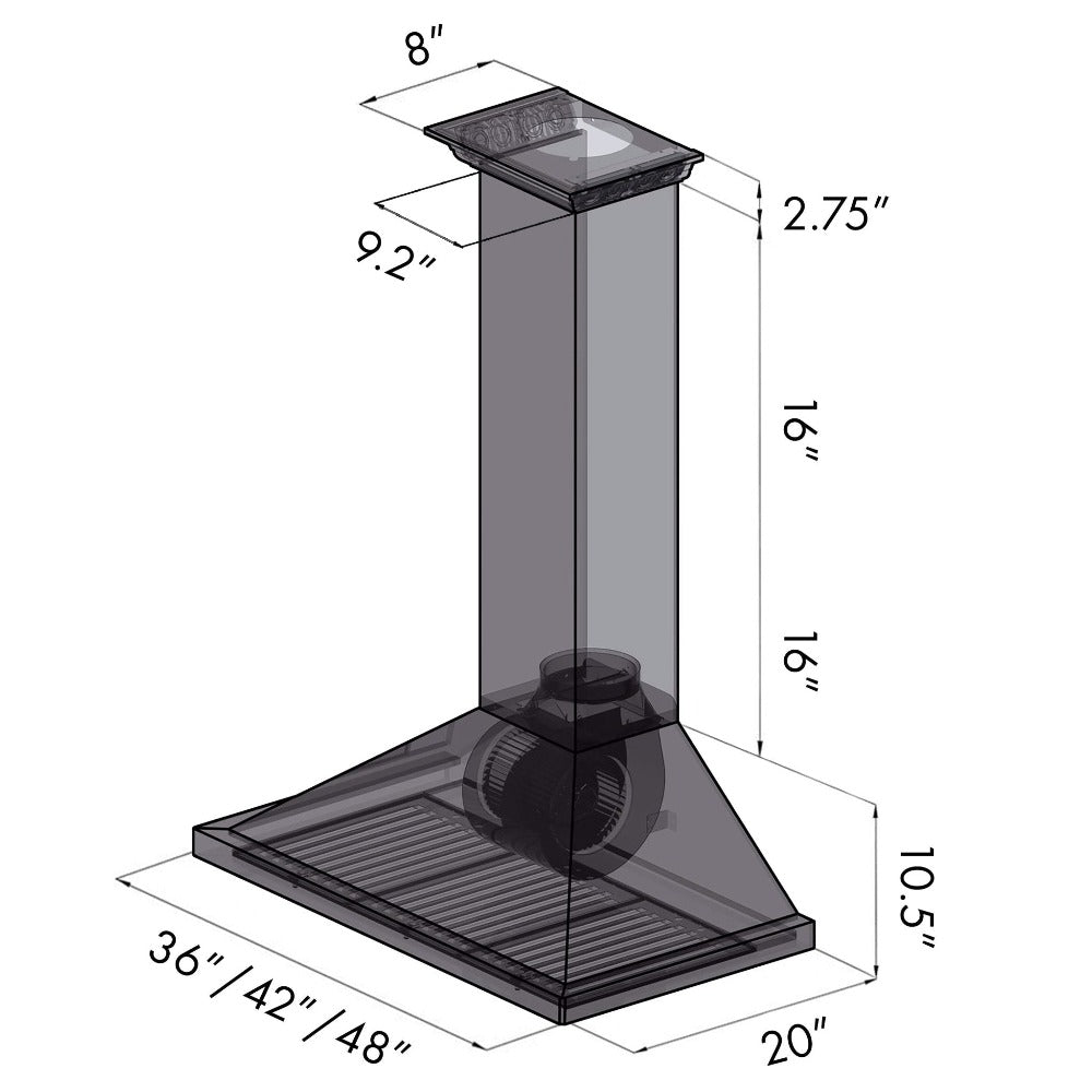 ZLINE Stainless Steel Ducted Vent Wall Mount Range Hood with Built-in CrownSound Bluetooth Speakers (KBCRN BT) - Perfect for Modern Kitchens & Open-Concept Living Spaces