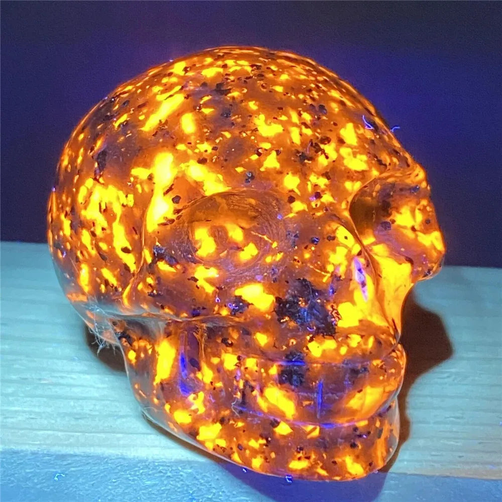 Natural Yooperlite Crystal Skull - Hand Carved Energy Gemstone for Reiki Healing & Spiritual Decor | Perfect for Meditation Rooms, Home Decor, and Healing Spaces