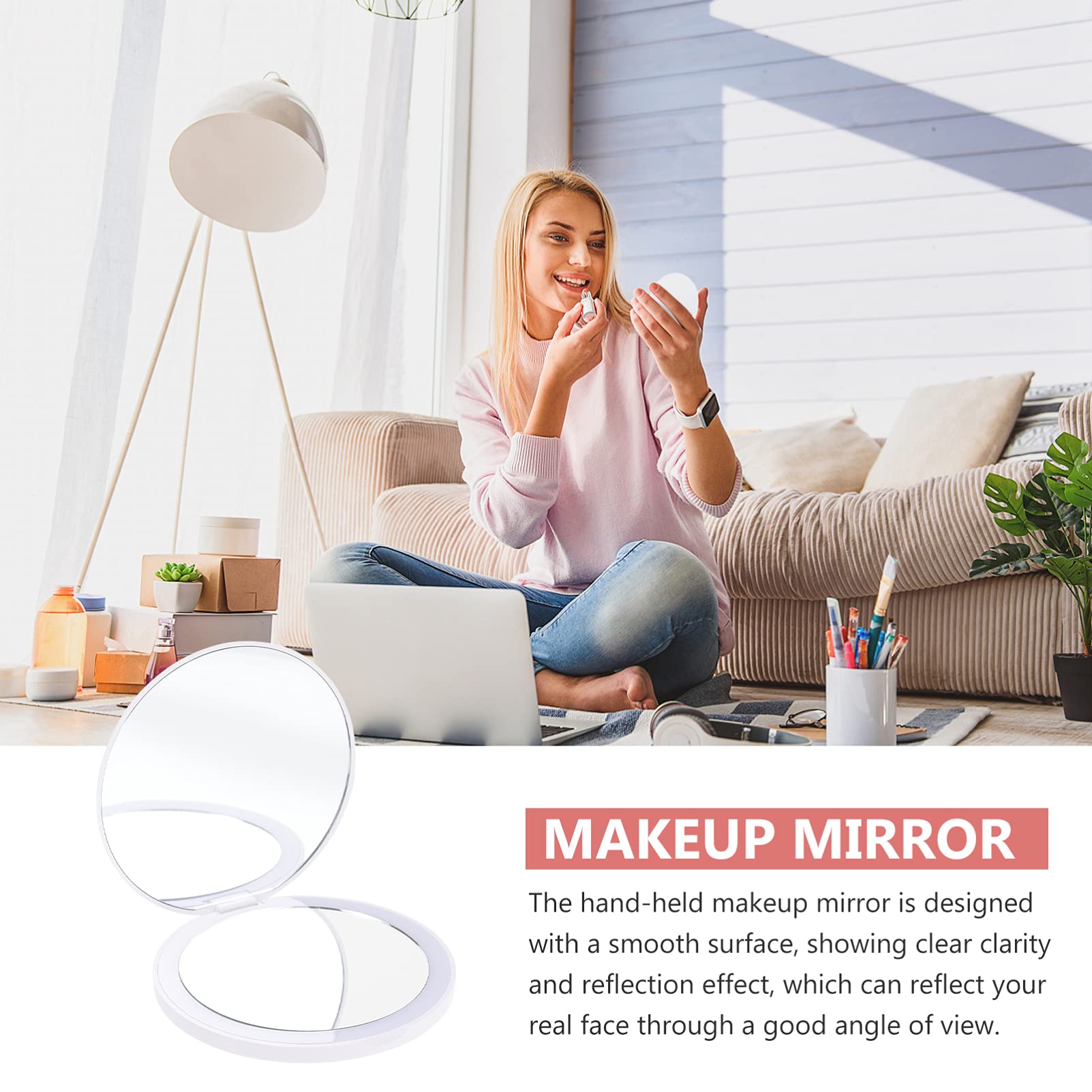 OSALADI LED Lighted Travel Makeup Mirror - Rechargeable Folding Vanity Mirror with Lights for Women & Girls, Pink | Perfect for Home, Travel & Salon Use
