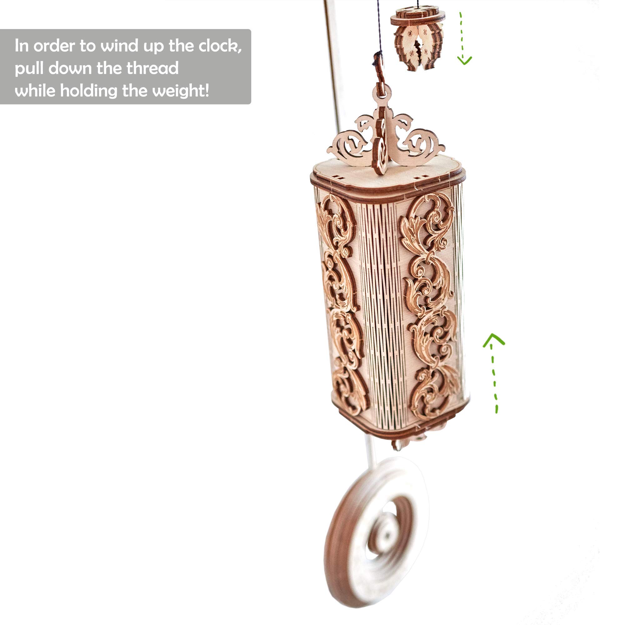 Wooden Pendulum Wall Clock DIY Kit - 3D Mechanical Puzzle for Adults & Kids - 42x12 Inch Engineering Model - Perfect for Home Decor, STEM Learning & Creative Gift Ideas