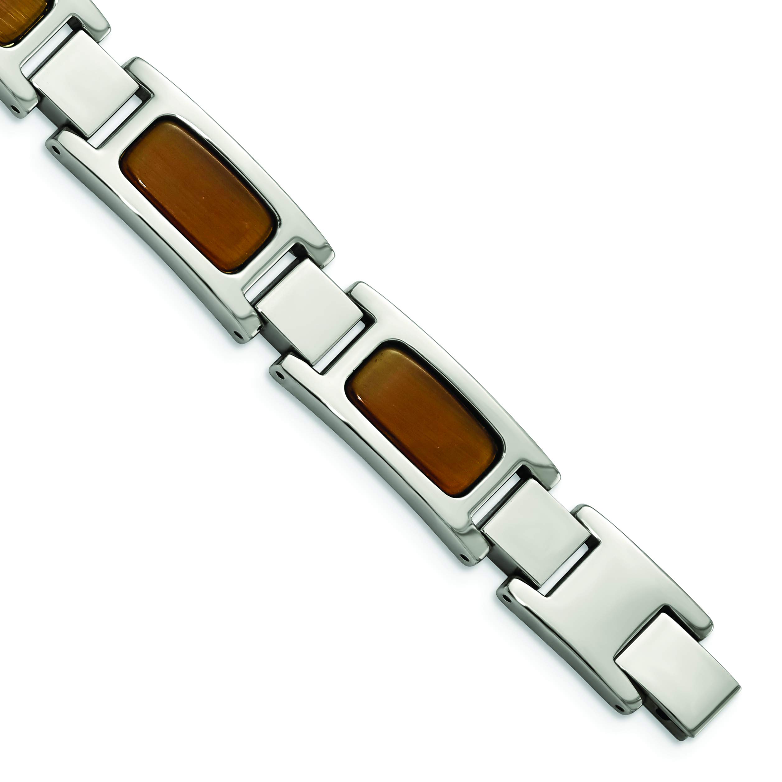 8.5in Stainless Steel Tiger's Eye Bracelet for Men & Women - Polished Gemstone Jewelry for Everyday Wear, Gifts & Spiritual Healing