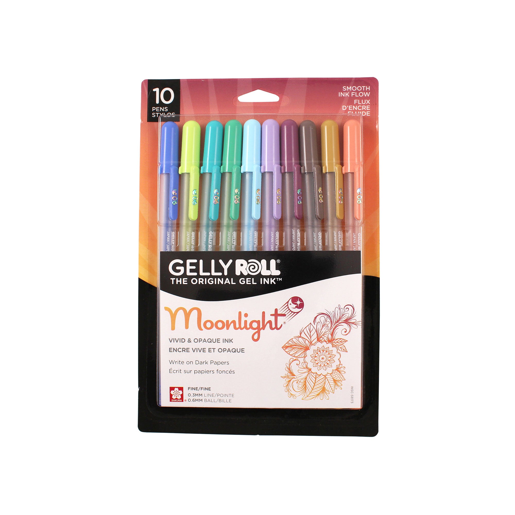 10 Pack Gelly Roll Moonlight 06 Pens - Assorted Vibrant Colors for Journaling, Scrapbooking & Art Projects - Perfect for Bullet Journals, DIY Crafts & Gift Wrapping
