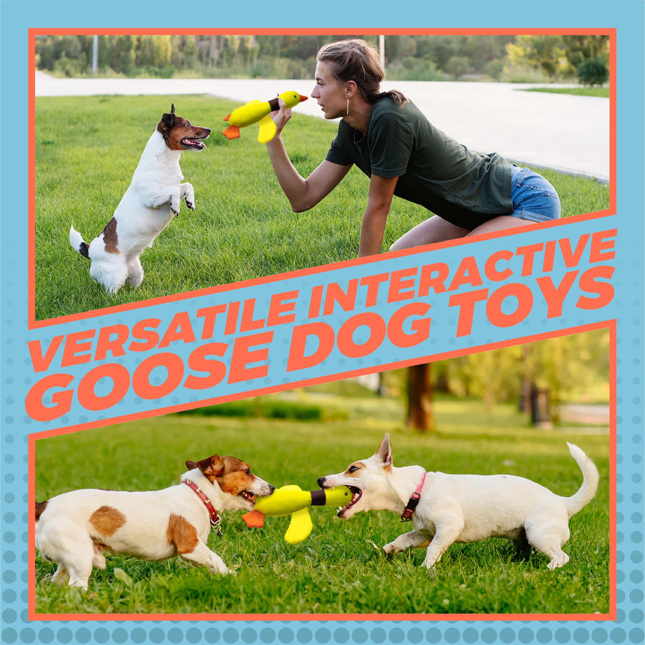 Vitscan Upgraded Goose Squeaky Dog Chew Toys - Durable & Indestructible Interactive Puppy Toys for Small, Medium & Large Dogs | Aggressive Chewer Proof, Teeth Cleaning Chew Toy for Puppies & Adult Dogs | Perfect for Playtime, Training & Dental Health