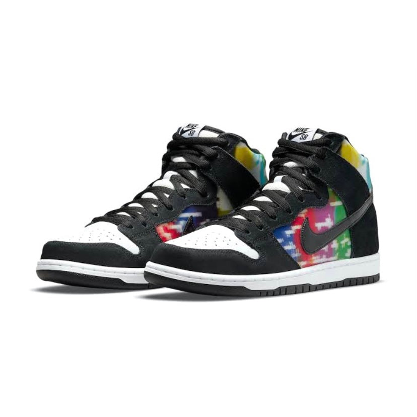 Nike SB Dunk High Pro TV Signal Black White Multi Panda Sneakers - Men's Basketball Shoes for Skateboarding & Streetwear Fashion