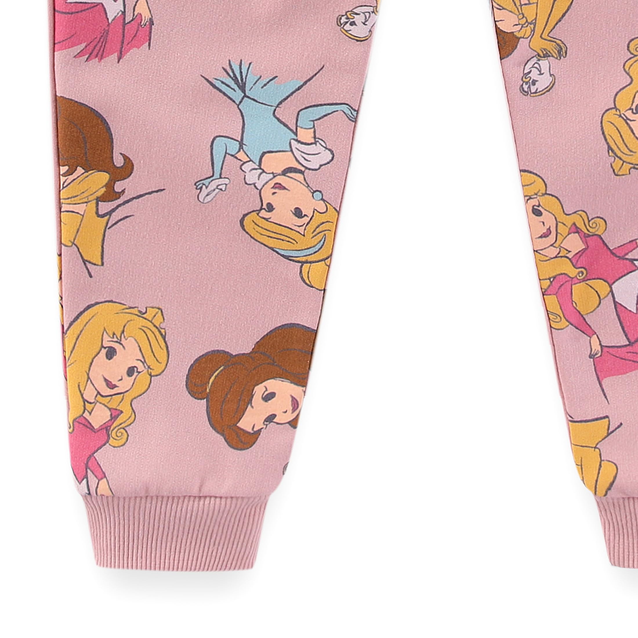 Disney Princess Girls' 2-Pack Fleece Jogger Pants for Big Kids - Soft & Comfortable Winter Lounge Pants for Playtime, Sleepovers & Cozy Days at Home